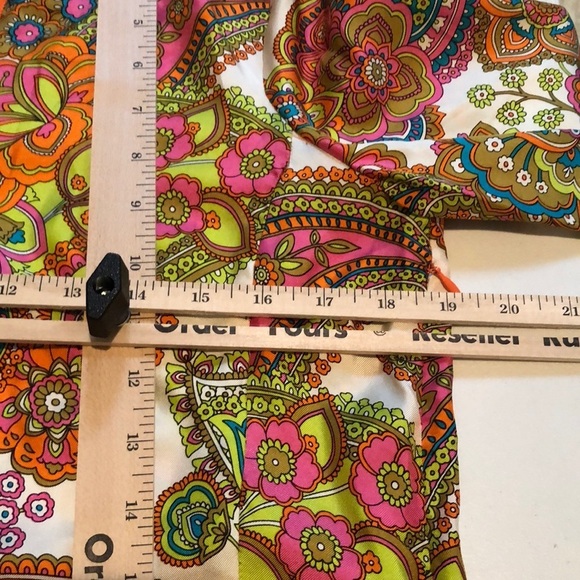 MILLY of NEW YORK size 10-12 multi colored paisley print Mini Skirt & tunic - Picture 8 of 16
